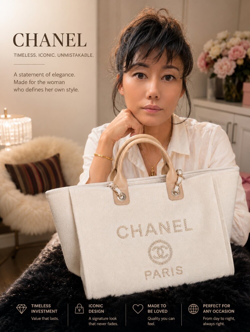 CHANEL  Canvas Chain-Handle Tote